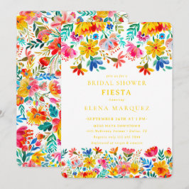 Fiesta Blommigt Watercolor Möhippa Inbjudningar