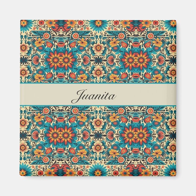Fiesta Blooms, anpassningsbar Magnet (Framsidan)