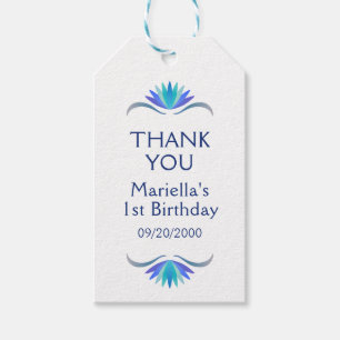 Fiesta Blue Birthday Shower Bröllop Tack Presentetikett