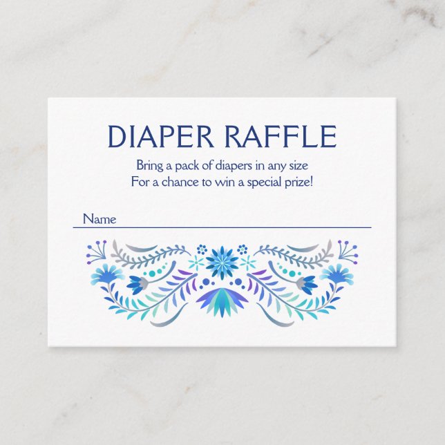 Fiesta Blue Diaper Raffle Baby Shower Tilläggskort (Framsida)
