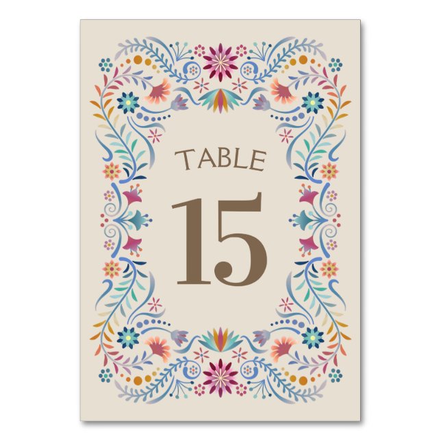 Fiesta Boho Birthday Shower Bröllop Bordsnummer (Framsidan)