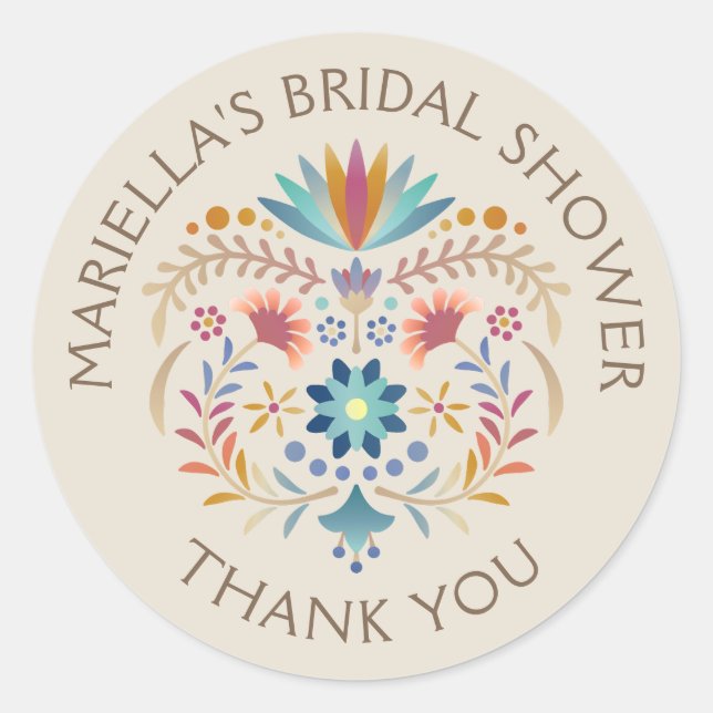 Fiesta Boho Birthday Shower Bröllop Runt Klistermärke (Framsida)