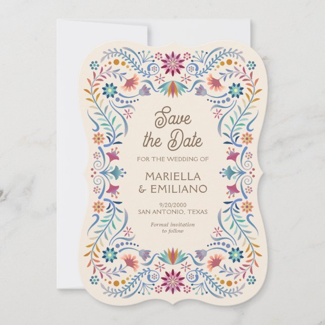 Fiesta Boho Quinceañera Bröllop spara datum Datumet (Framsida)