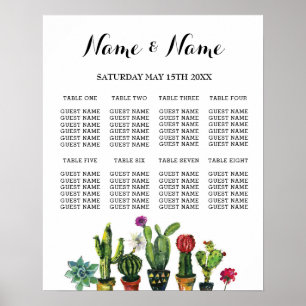 Fiesta Bord-planen Bröllop Poster 8 sätesaktus