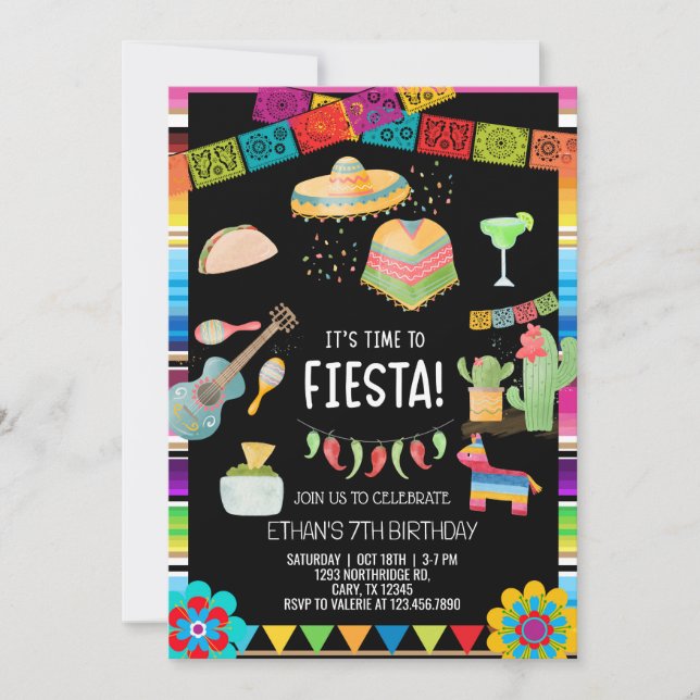Fiesta boy birthday invitation, boy fiesta any age inbjudningar (Framsida)