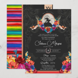 Fiesta Bright Flowers BeSnych Ranch Quinceañera Inbjudningar