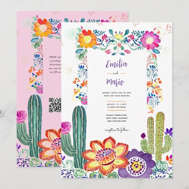 FIESTA BRÖLLOP - Folkart Flowers Modern (Fram/baksida)