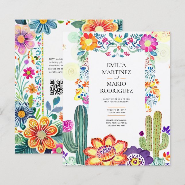 FIESTA BRÖLLOP - Folkart Flowers Modern (Fram/baksida)