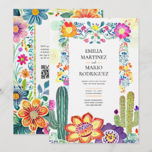FIESTA BRÖLLOP - Folkart Flowers Modern Inbjudningar