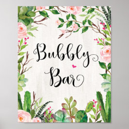 Fiesta Bröllopsdusch Bubbly Bar Skylt Kaktus Blomm
