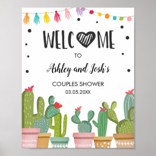 Fiesta Bröllopsdusch Kaktus Bröllops Välkomstskylt Poster