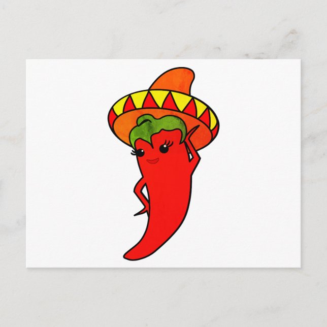 Fiesta Bröllopsdusch Kawaii Röd Het Peppar Diva Vykort (Framsida)