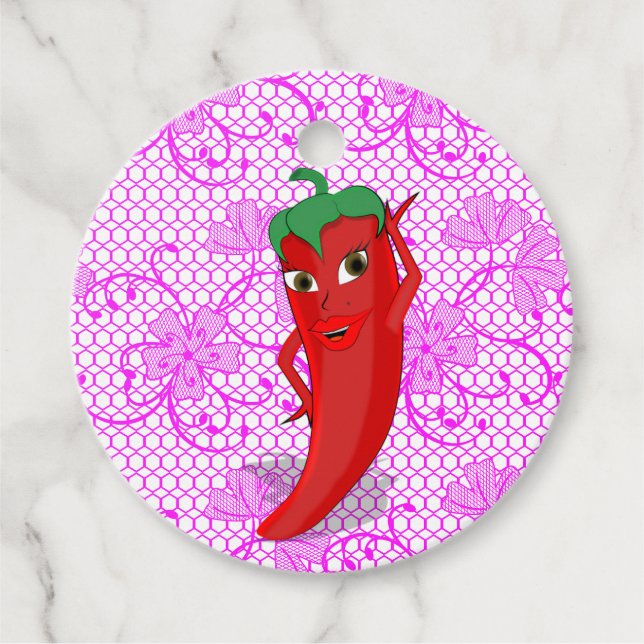 Fiesta Bröllopsdusch Med Röd Het Peppar-Diva Gåvor Etiketter (Framsida)
