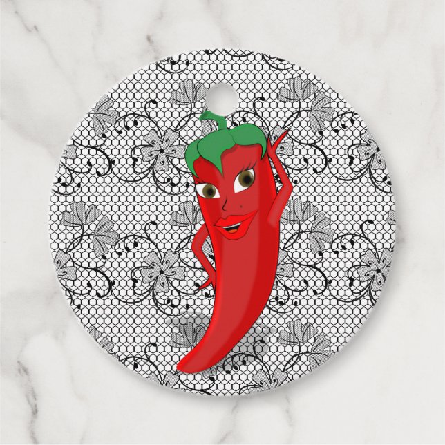 Fiesta Bröllopsdusch Med Röd Het Peppar Diva Gåvor Etiketter (Framsida)