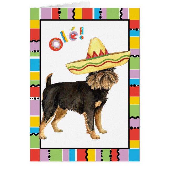 Fiesta Brussels Griffon Greeting Card OBS Kort (Framsidan)