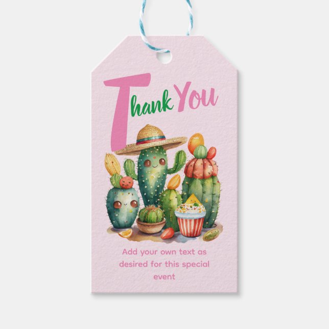 Fiesta Cacti Flicka Shower Cute Favors Gift Presentetikett (Framsidan)