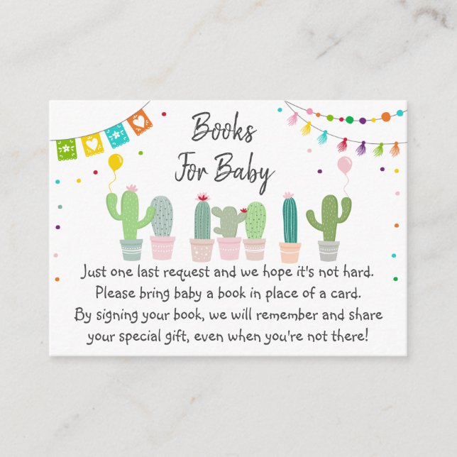 Fiesta Cactus Baby Shower Bok-begäran Tilläggskort (Framsida)