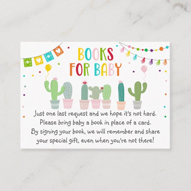 Fiesta Cactus Baby Shower Bok-begäran Tilläggskort (Framsida)