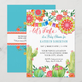 Fiesta Cactus Baby Shower Boy Banner Pennant Inbjudningar