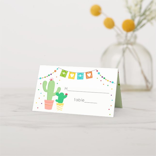 Fiesta Cactus Baby Shower Placeringskort (Framsida)