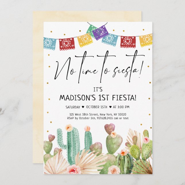 Fiesta Cactus Boho Birthday Inbjudningar (Fram/baksida)