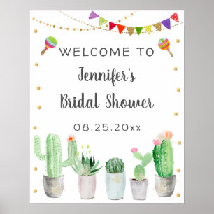 Fiesta Cactus Bröllopsdusch Välkommen Poster