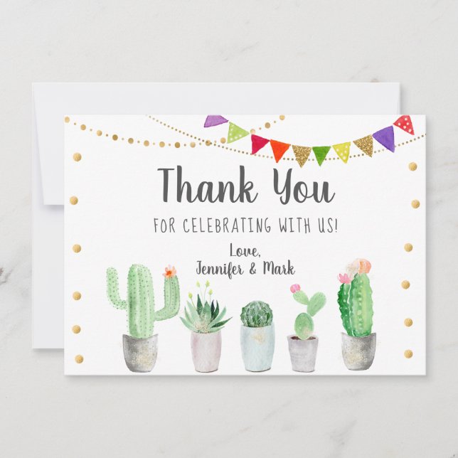 Fiesta Cactus Bröllopsfest Tacksamhetskort Tack Kort (Framsida)
