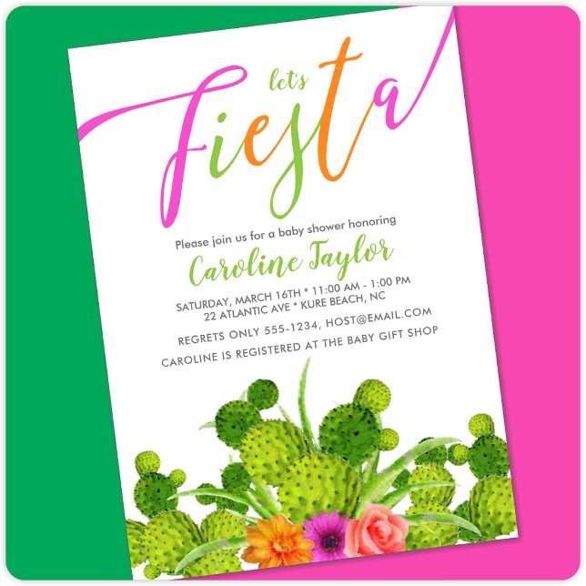 Fiesta Cactus Colorful Blommigt Baby Shower Inbjudningar (Skapare uppladdad)