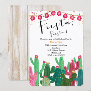 Fiesta Cactus Födelsedagsinbjudan Inbjudningar