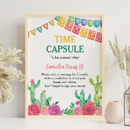 Fiesta Cactus Girl Birthday Time Capsule-tecken Poster
