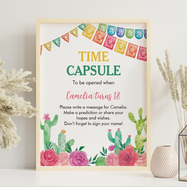 Fiesta Cactus Girl Birthday Time Capsule-tecken Poster (Skapare uppladdad)