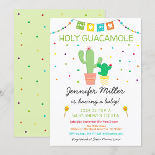 Fiesta Cactus Heliga Guacamole Baby Shower Inbjudningar