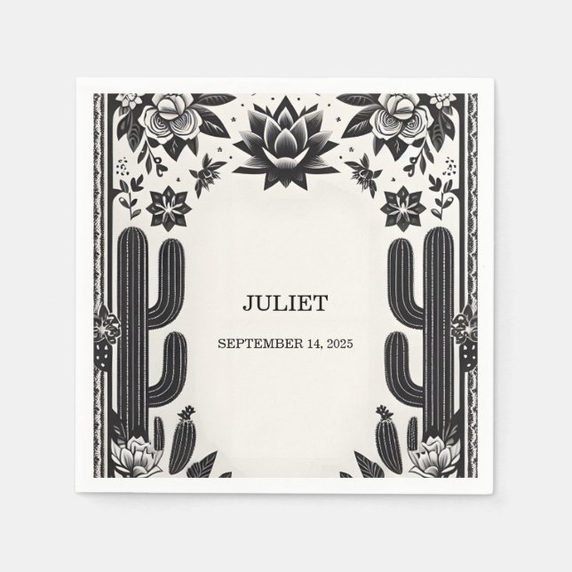 Fiesta Cactus Kärlek i Möhippan Bloom Mexicans Pappersservett (Framsidan)