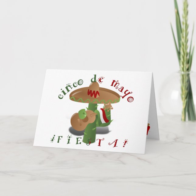 Fiesta Cactus med Guitar & Dancing Peppers Kort (Framsida)