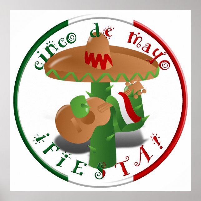 Fiesta Cactus med Guitar & Dancing Peppers Poster (Framsidan)