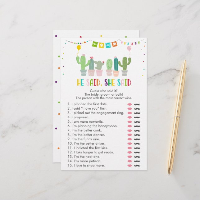 Fiesta Cactus Succuls sa att hon sa att spel (Fram/Back In Situ)