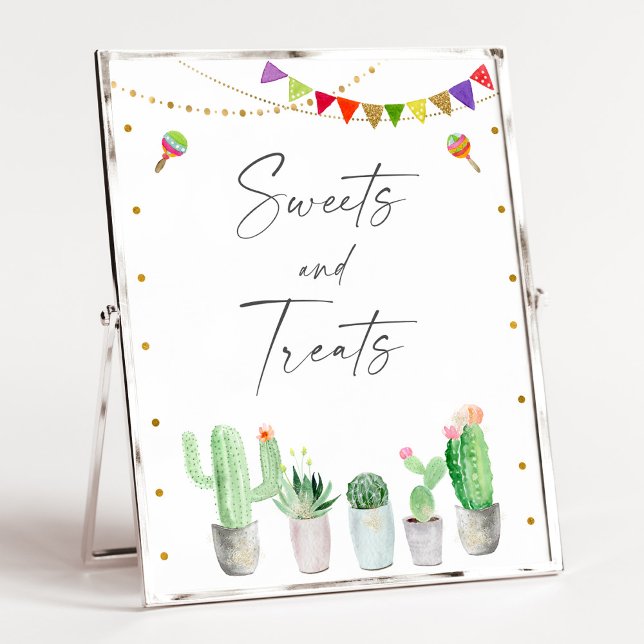 Fiesta Cactus Sweets and Treats Birthday Sign Poster (Skapare uppladdad)