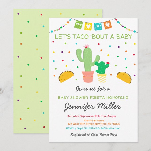 Fiesta Cactus Taco Bout A Baby Shower Inbjudningar (Fram/baksida)