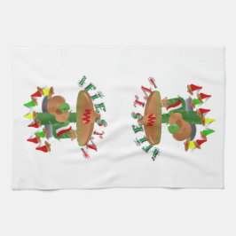 Fiesta Cactus w/Sombrero & Guitar Kökshandduk