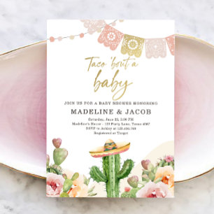 Fiesta Cactus Watercolor Baby Par Shower Invit Inbjudningar