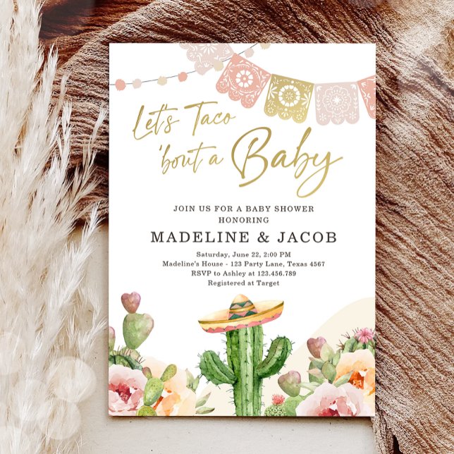 Fiesta Cactus Watercolor Baby Par Shower Invit Inbjudningar (Skapare uppladdad)