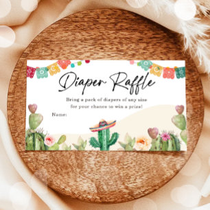 Fiesta Cactus Watercolor Diaper Raffle Biljett Tilläggskort