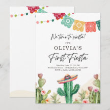 Fiesta Cactus Watercolor Girl First Birthday