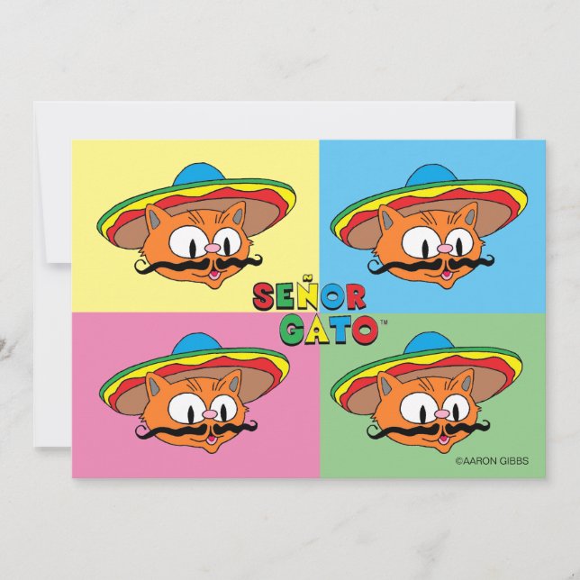Fiesta Cat Gato Cinco de Mayo pop Art Card (Framsida)
