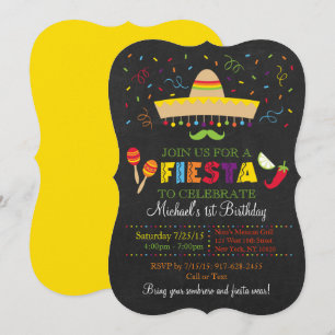 Fiesta Chalkboard Birthday Inbjudningar