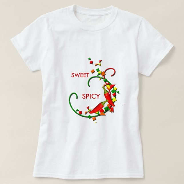 Fiesta Chili Peppers Dam Sweet Spicy T-shirt (Design framsida)
