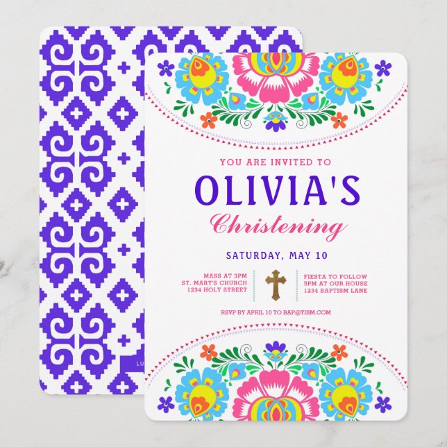 Fiesta Christening-inbjudan Inbjudningar (Fram/baksida)