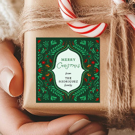 Fiesta Christmas Favor Sticker Fyrkantigt Klistermärke