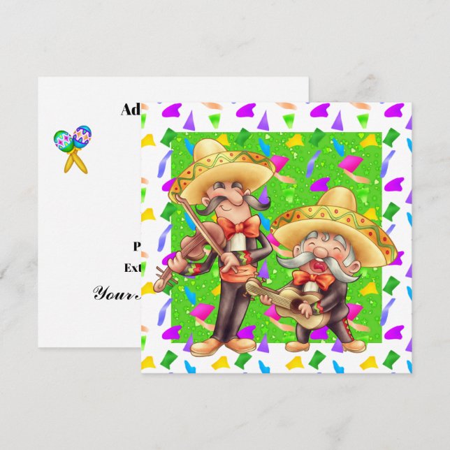 Fiesta - Cinco de Mayo Inbjudningar (Fram/baksida)