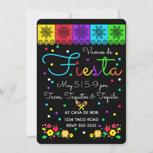 Fiesta Cinco de Mayo Papercuts & Blommigt Folk Art Inbjudningar
